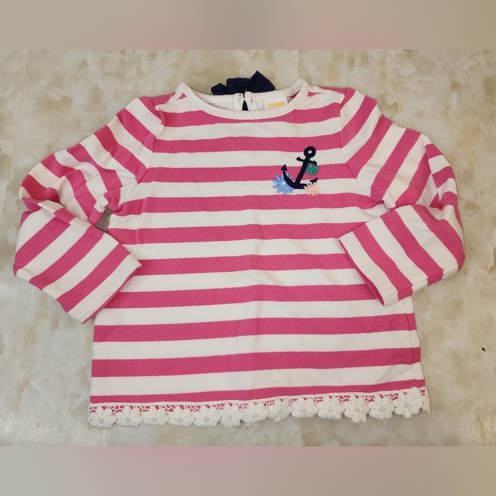 2T Gymboree Pink and White Striped Shirt